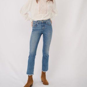 MAJE straight cut jeans with fringing
